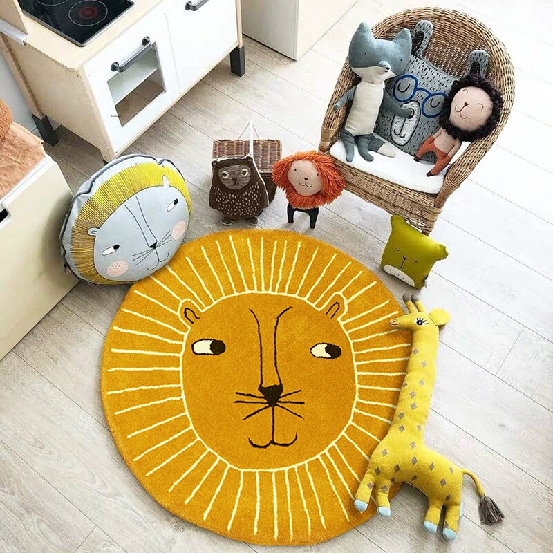 Cartoon Round animals printed Thickened Anti-fall Mat Bedroom