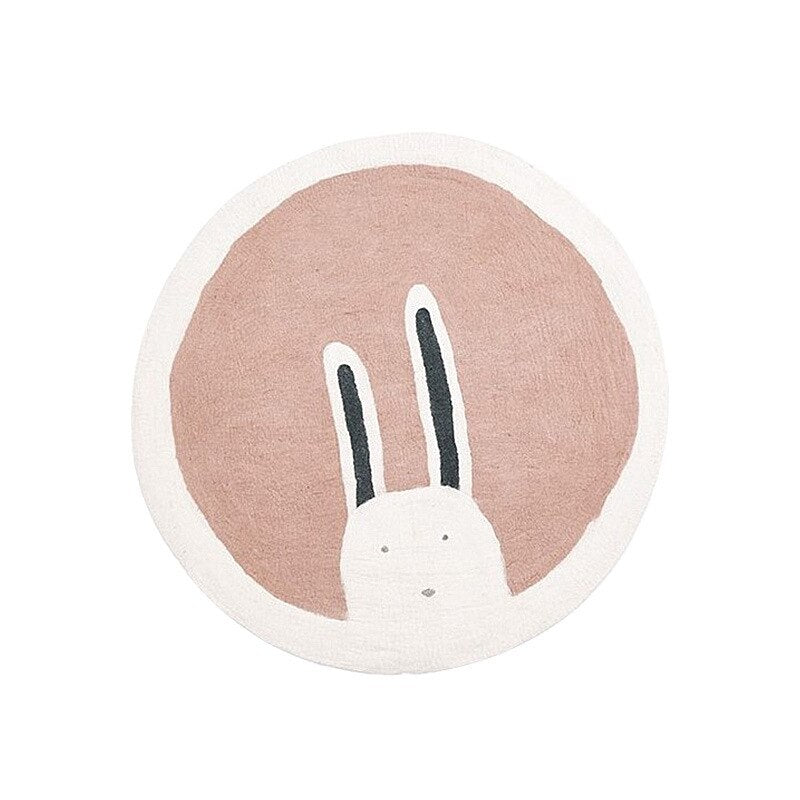 Cartoon Round animals printed Thickened Anti-fall Mat Bedroom