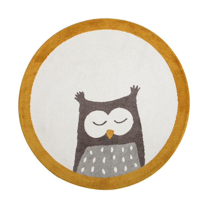 Cartoon Round animals printed Thickened Anti-fall Mat Bedroom