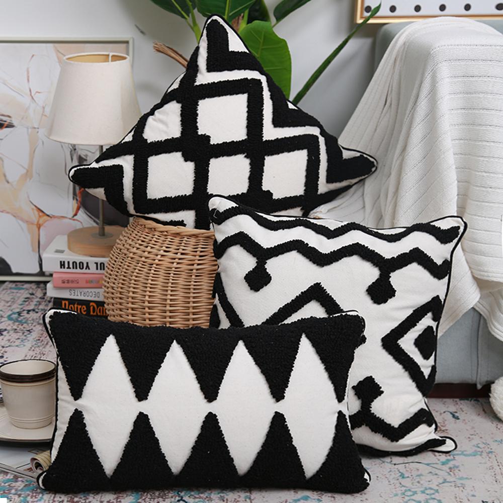 Black White Geometric decorative cushion cover 45x45cm/30x50cm