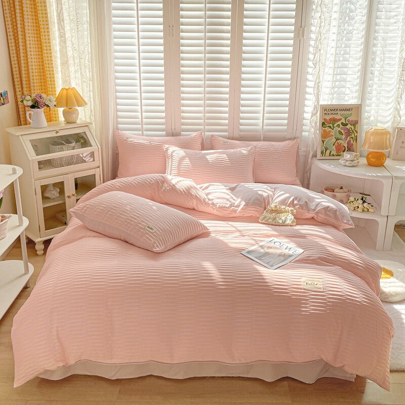 Bubble Yarn Fabric Soft Skin Friendly Duvet Cover Set
