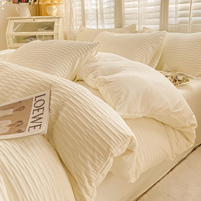 Bubble Yarn Fabric Soft Skin Friendly Duvet Cover Set