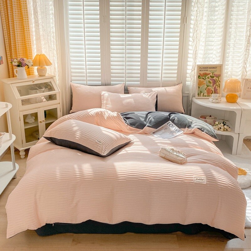 Bubble Yarn Fabric Soft Skin Friendly Duvet Cover Set
