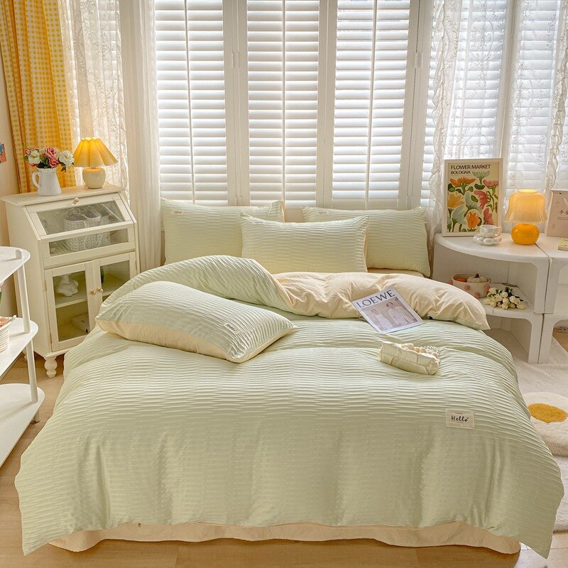 Bubble Yarn Fabric Soft Skin Friendly Duvet Cover Set