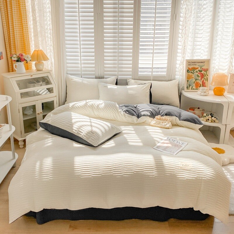 Bubble Yarn Fabric Soft Skin Friendly Duvet Cover Set