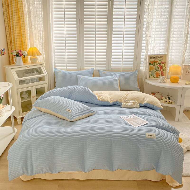 Bubble Yarn Fabric Soft Skin Friendly Duvet Cover Set