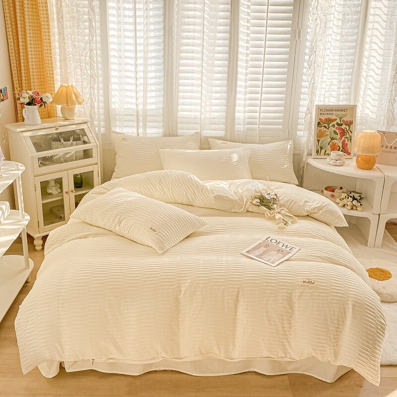 Bubble Yarn Fabric Soft Skin Friendly Duvet Cover Set