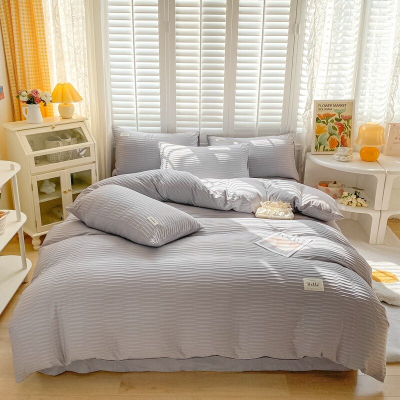 Bubble Yarn Fabric Soft Skin Friendly Duvet Cover Set