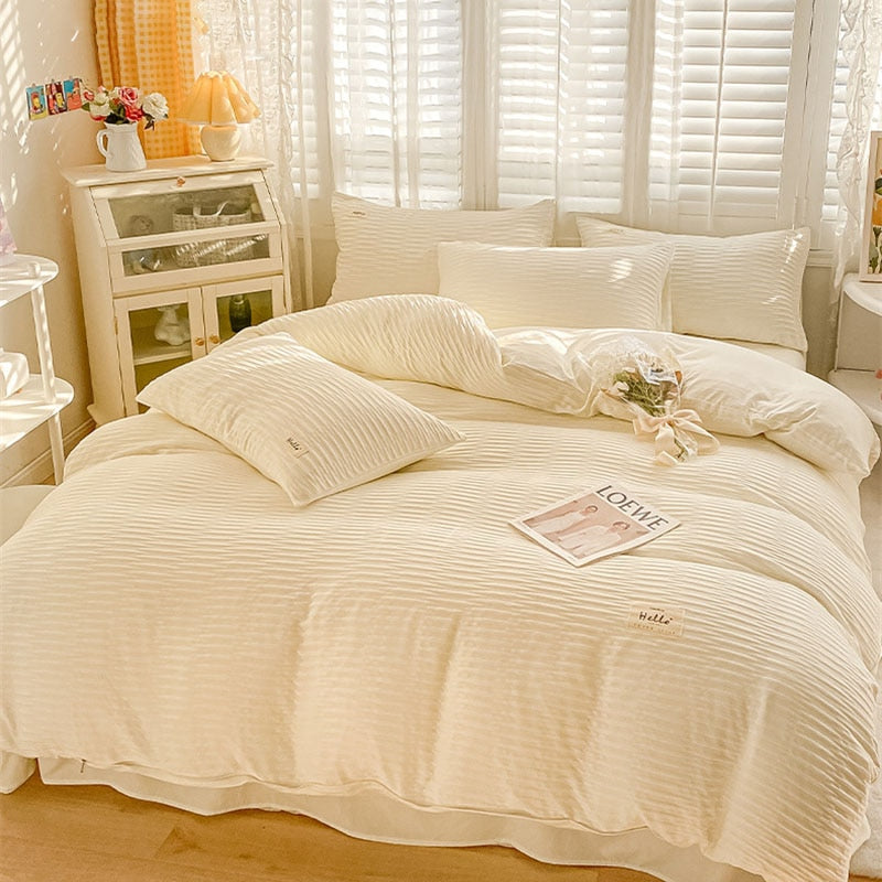 Bubble Yarn Fabric Soft Skin Friendly Duvet Cover Set