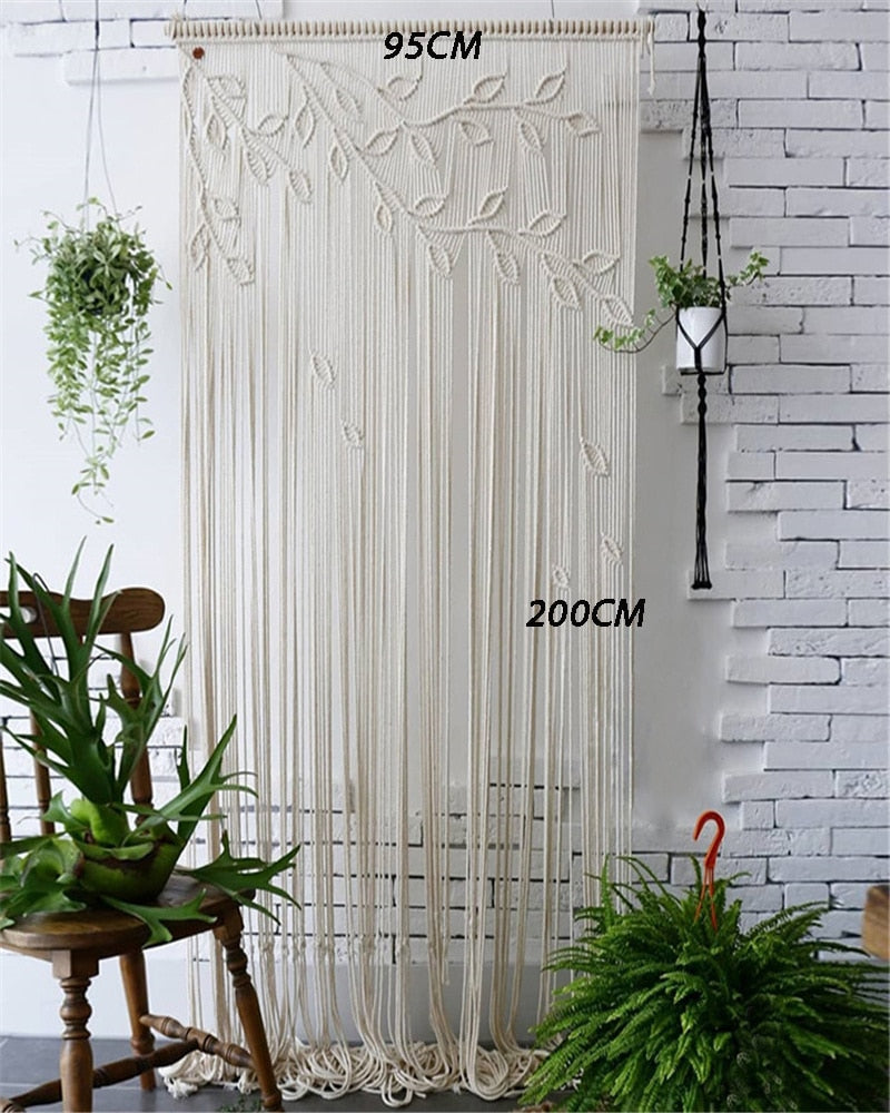 Hand-woven Macrame Cotton Door Curtain Boho Decoration