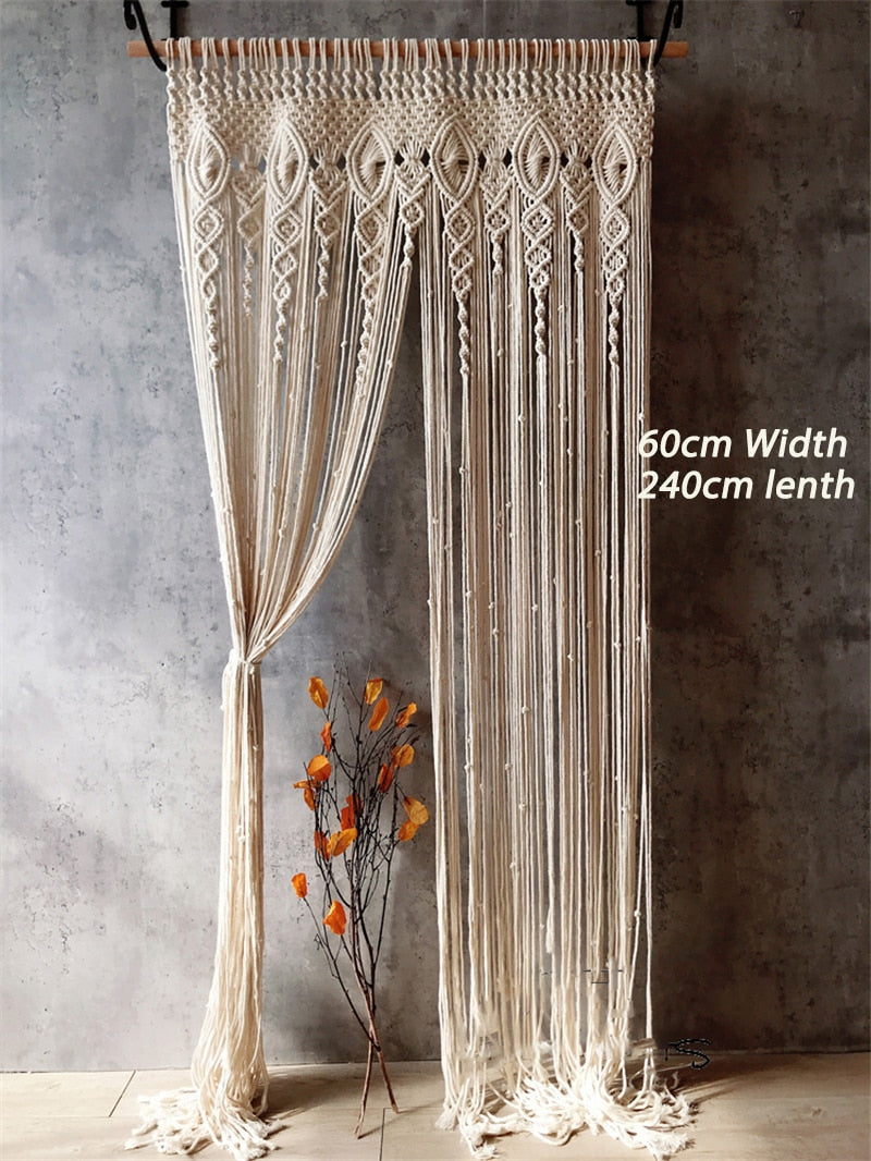 Hand-woven Macrame Cotton Door Curtain Boho Decoration