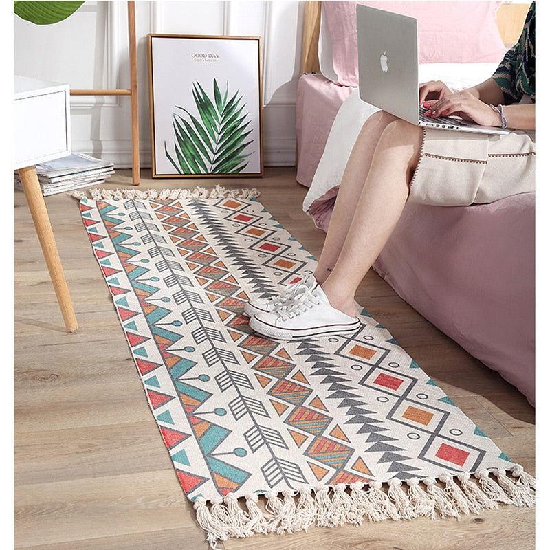 Handmade Bohemia Ethnic Style Cotton Linen Soft Carpet