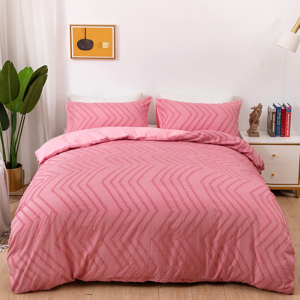 Luxury Modern Plain Clipping Wave Bedding Set