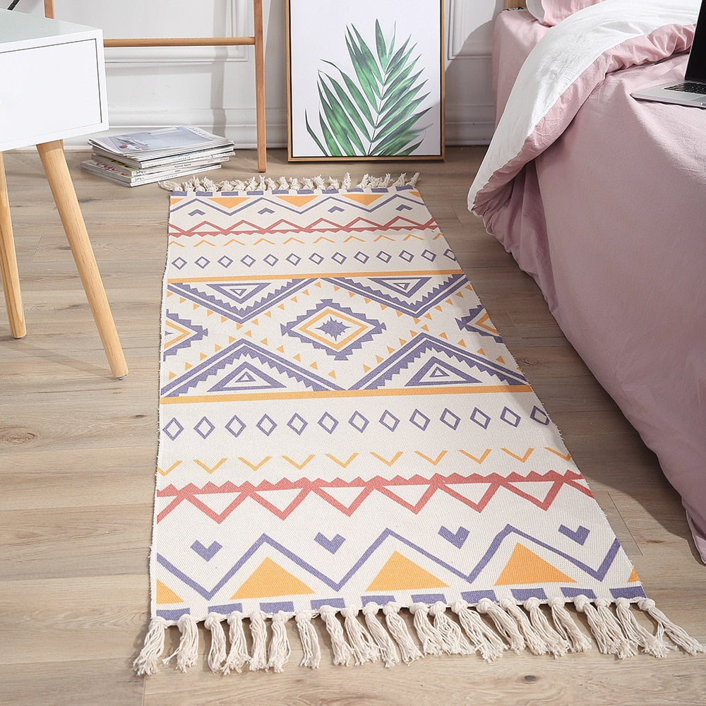 Handmade Bohemia Ethnic Style Cotton Linen Soft Carpet