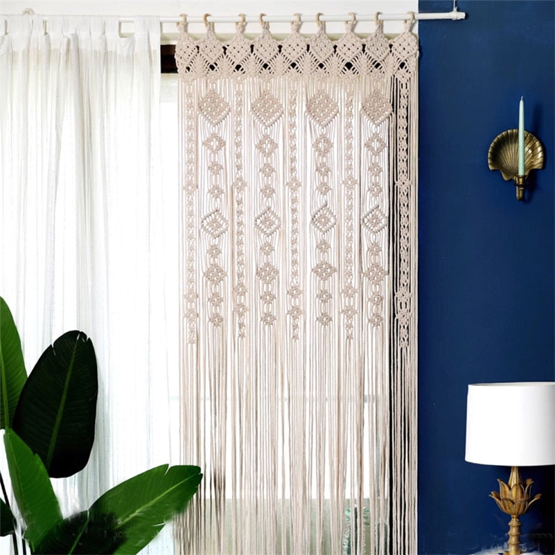 Hand-woven Macrame Cotton Door Curtain Boho Decoration