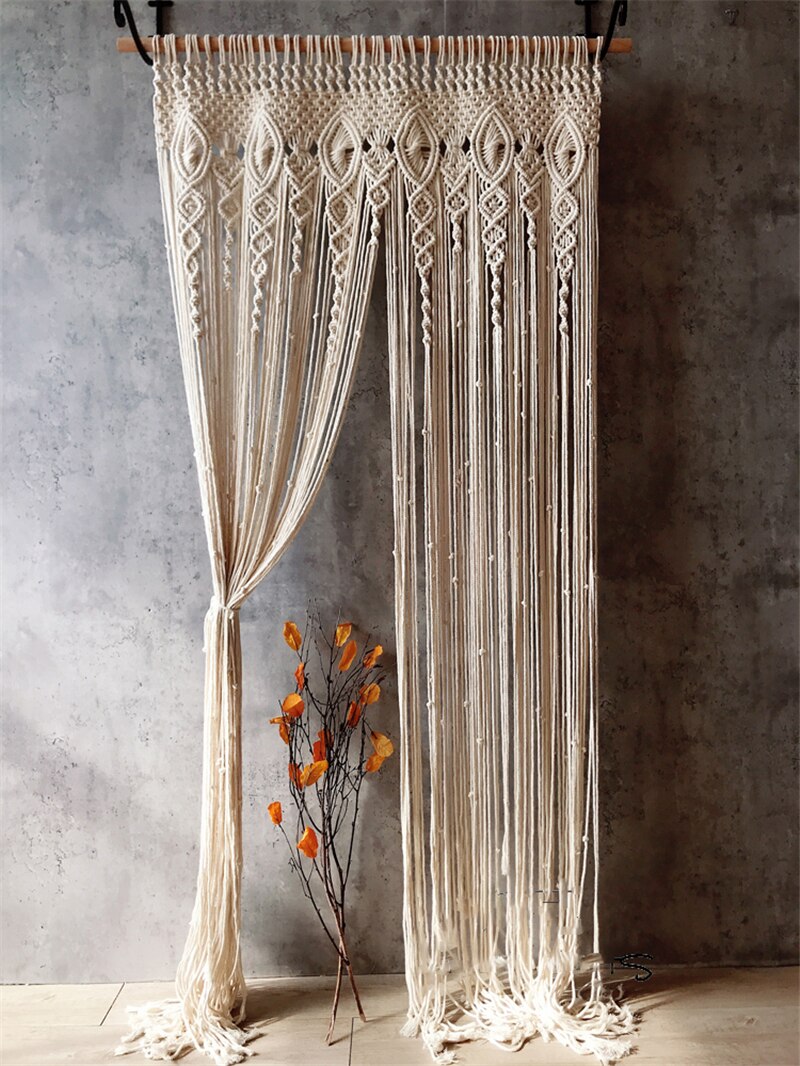 Hand-woven Macrame Cotton Door Curtain Boho Decoration