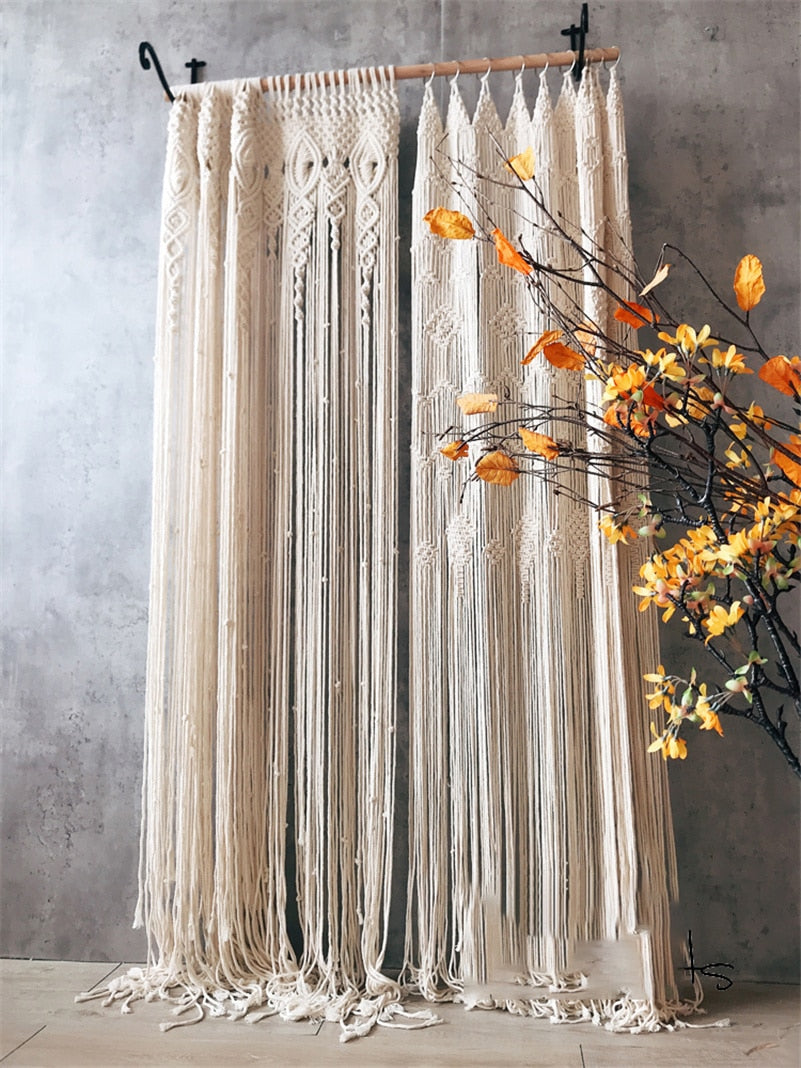 Hand-woven Macrame Cotton Door Curtain Boho Decoration