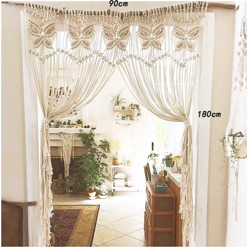 Hand-woven Macrame Cotton Door Curtain Boho Decoration