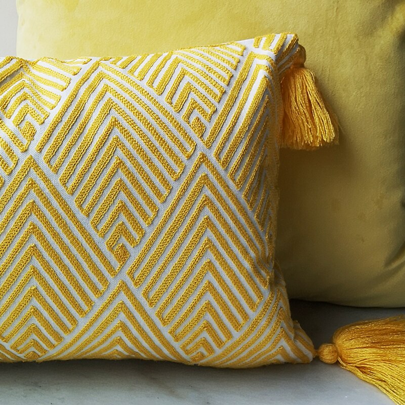 30x50cm Cushion Cover Yellow Arrow Geometric Embroidery Pillow Case