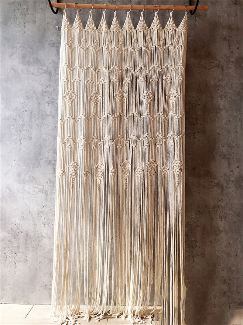 Hand-woven Macrame Cotton Door Curtain Boho Decoration