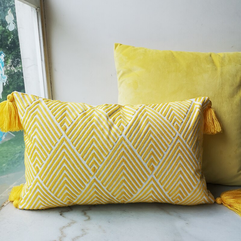 30x50cm Cushion Cover Yellow Arrow Geometric Embroidery Pillow Case