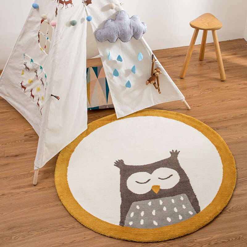 Cartoon Round animals printed Thickened Anti-fall Mat Bedroom