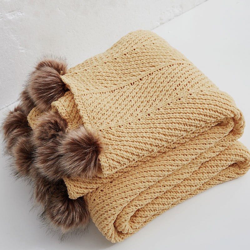 Chunky Knit Chenille Blankets Cute/ Warm  Cozy Sofa Bed TV Knitted Throw Blanket