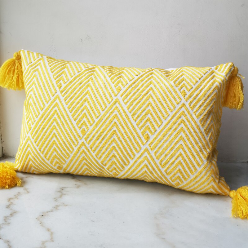 30x50cm Cushion Cover Yellow Arrow Geometric Embroidery Pillow Case