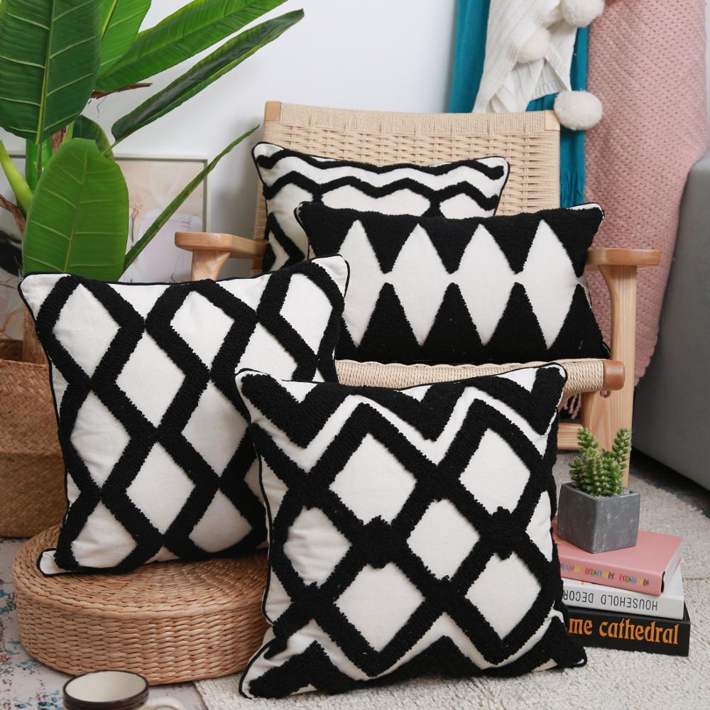 Black White Geometric decorative cushion cover 45x45cm/30x50cm