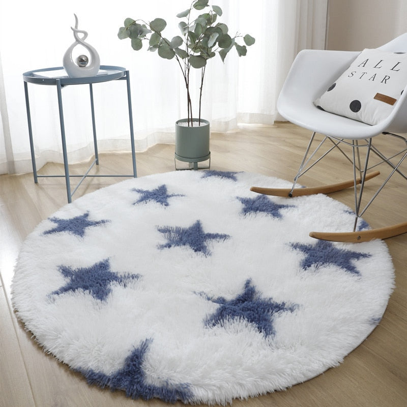 Bedroom striped round silk carpet Nordic minimalist living room sofa plush mat home hanging basket plush mat