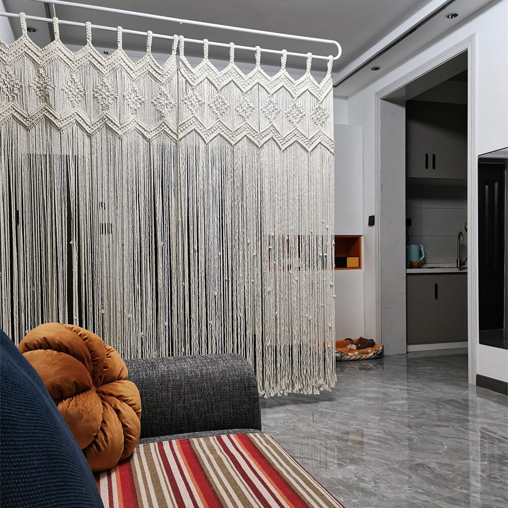 Hand-woven Macrame Cotton Door Curtain Boho Decoration