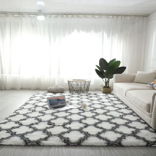 Silk wool pattern long hair washable carpet