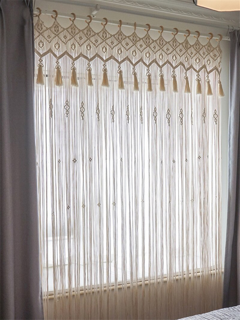 Hand-woven Macrame Cotton Door Curtain Boho Decoration