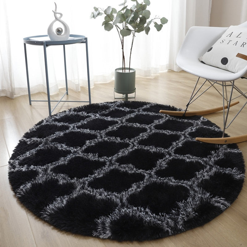 Bedroom striped round silk carpet Nordic minimalist living room sofa plush mat home hanging basket plush mat