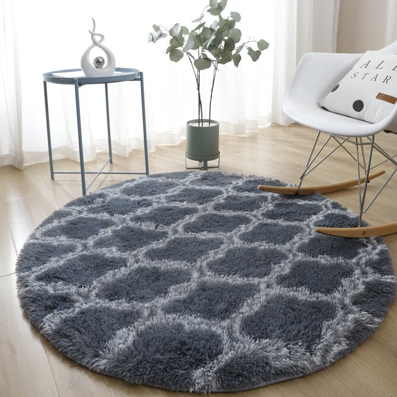 Bedroom striped round silk carpet Nordic minimalist living room sofa plush mat home hanging basket plush mat