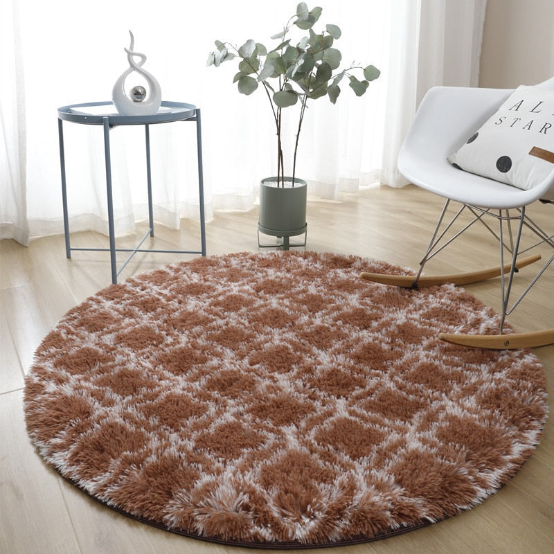 Bedroom striped round silk carpet Nordic minimalist living room sofa plush mat home hanging basket plush mat