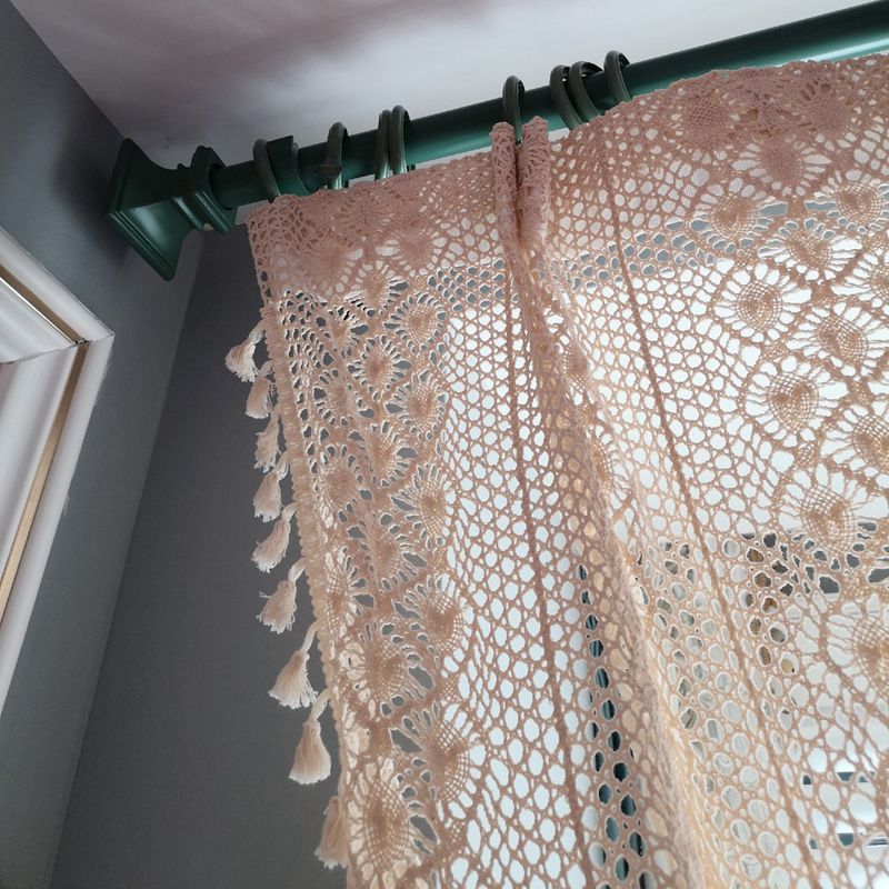 Boho Chic Beige Crochet Knitting Sheer Curtains