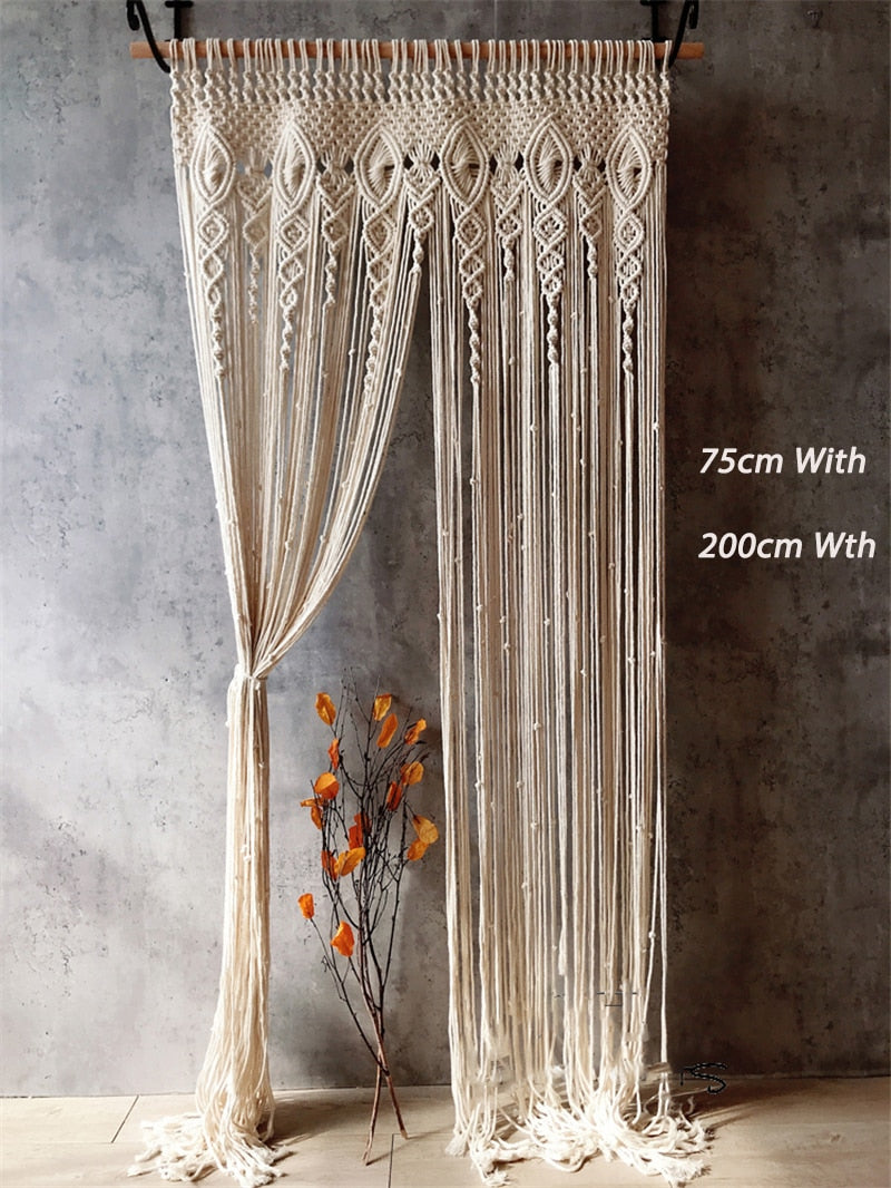 Hand-woven Macrame Cotton Door Curtain Boho Decoration