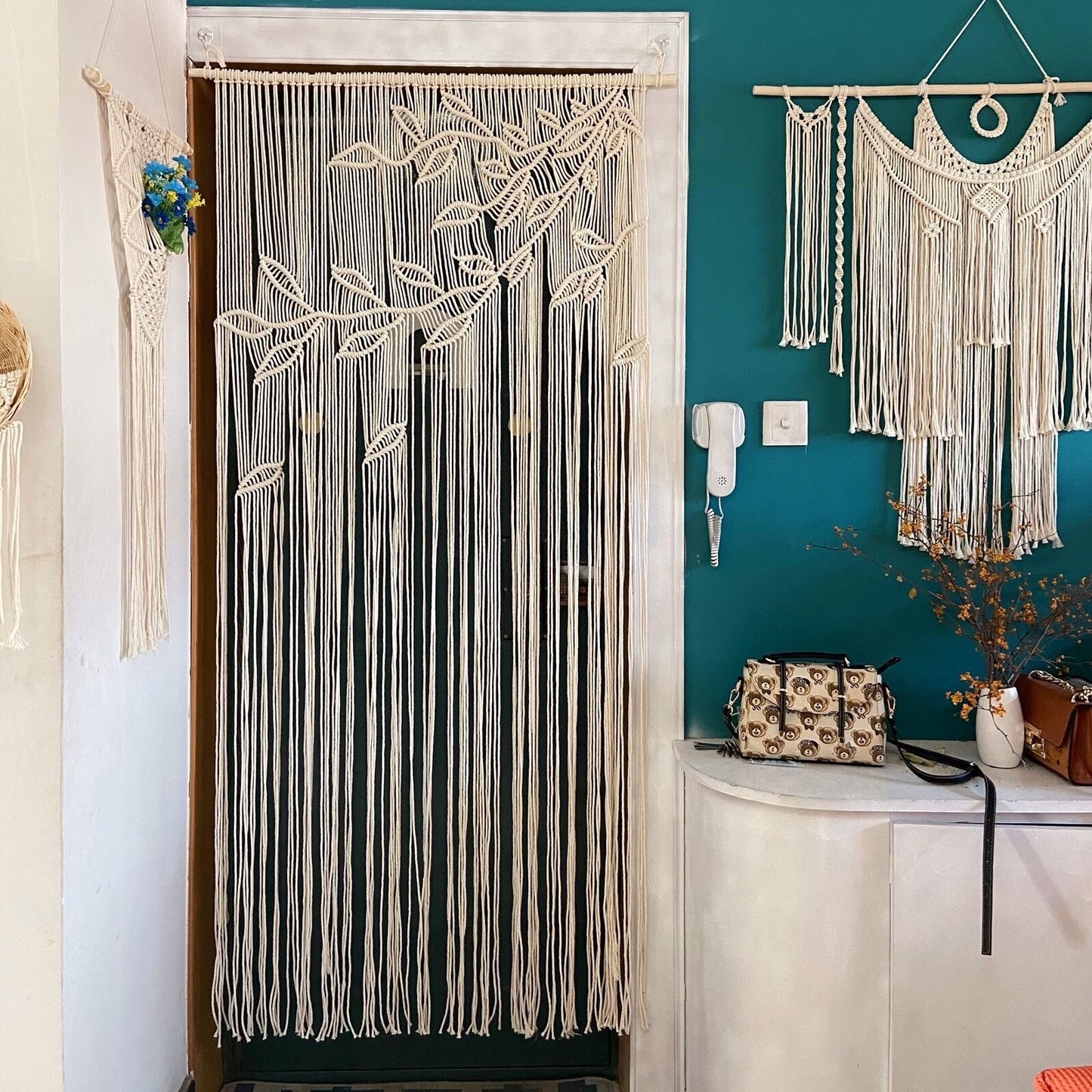 Hand-woven Macrame Cotton Door Curtain Boho Decoration