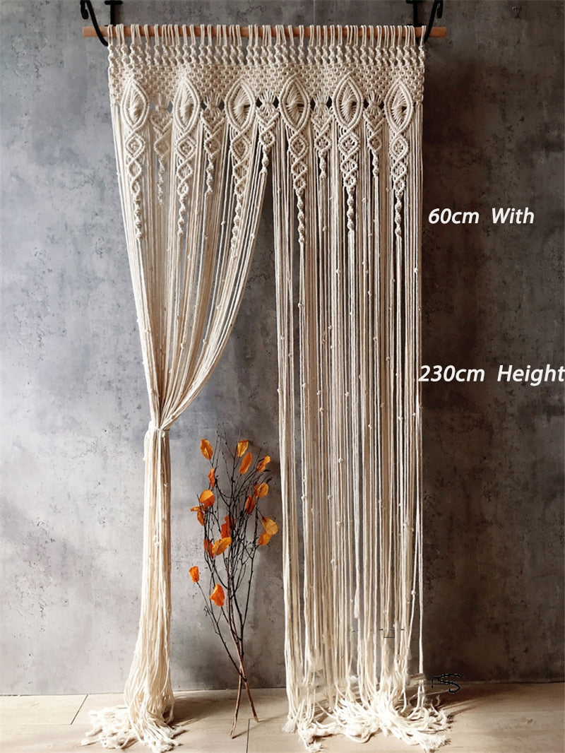 Hand-woven Macrame Cotton Door Curtain Boho Decoration