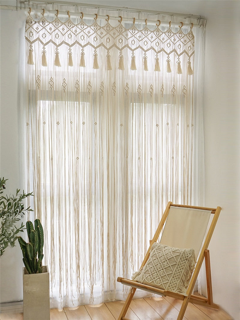 Hand-woven Macrame Cotton Door Curtain Boho Decoration