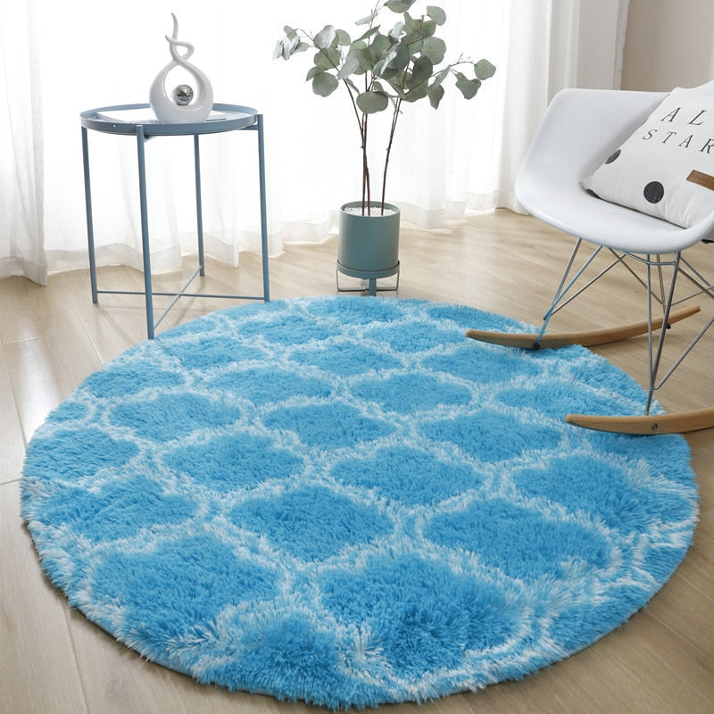 Bedroom striped round silk carpet Nordic minimalist living room sofa plush mat home hanging basket plush mat