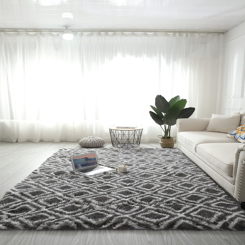 Silk wool pattern long hair washable carpet