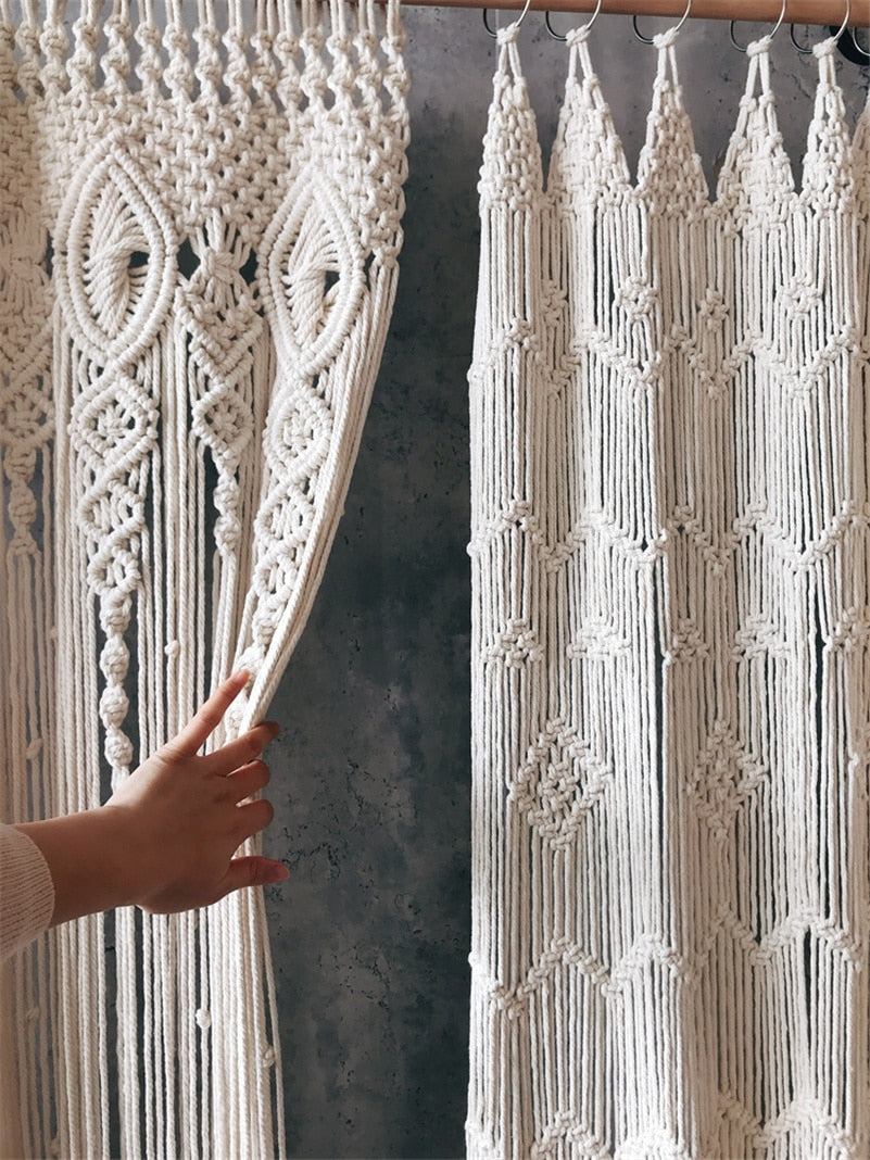 Hand-woven Macrame Cotton Door Curtain Boho Decoration