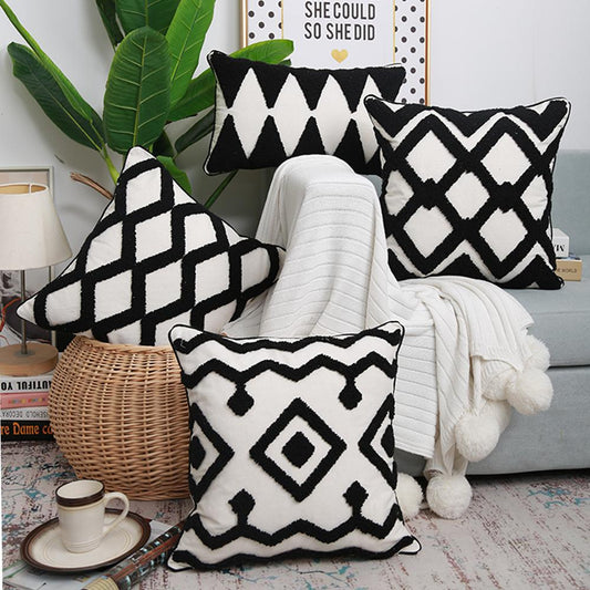 Black White Geometric decorative cushion cover 45x45cm/30x50cm