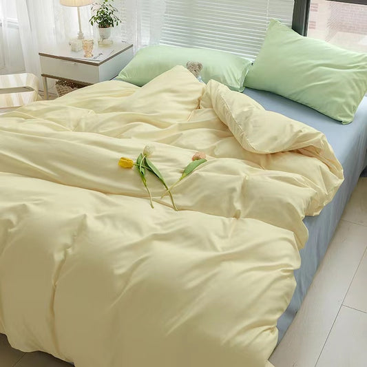 Skin Friendly Solid Color Home Textiles Bedding Duvet Cover & Pillowcase