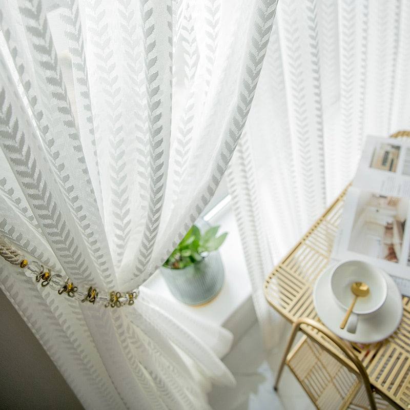 Modern luxury White tulle Curtain for living room / bedroom window