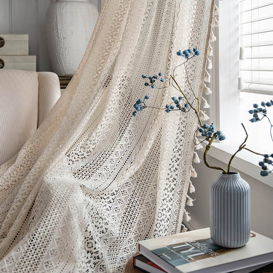 Boho Chic Crochet Knitted Window Curtains